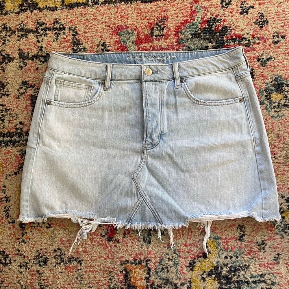 NWOT American Eagle Distressed Denim Mini Skirt
